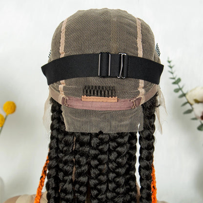 Knotless Box Braids Full Lace Wig | Cornrow Accents | Baby Hair | Synthetic Braided Wig