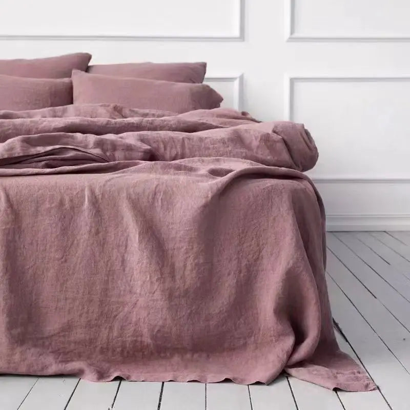 100% Pure Linen Bed Sheet Ultimate Comfort,  Natural Eco-Friendly  Durable, Queen California King