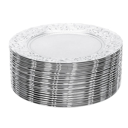 Plates 100-Piece Set Round Reusable Serving Plates, Gold, Black, Silver, Green