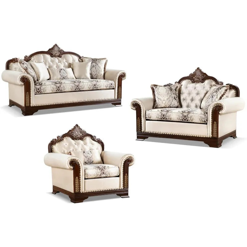 FG*European leather sofa living room first layer cowhide u-shaped American retro solid wood furniture