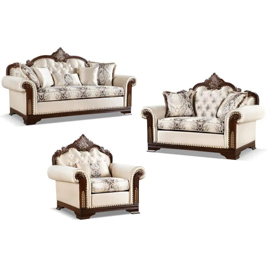 FG*European leather sofa living room first layer cowhide u-shaped American retro solid wood furniture