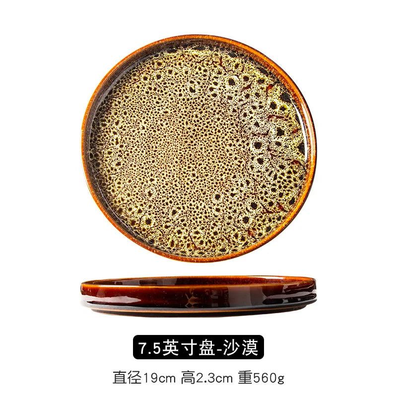 Ceramic household dish Ceramic dumpling plate ins high appearance level Western plate Japanese round tray