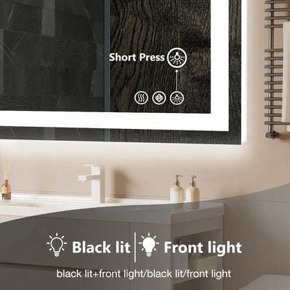 36"x 24"LED Bathroom Vanity Mirror for Wall, Memory Function, Tempered Glass  Front Light, and Backlit For Living Room.