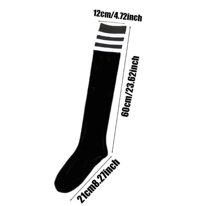 1 Pair Plus Size Women Thigh High Socks for Thick Thighs, Widened Extra Long  Striped Stockings.