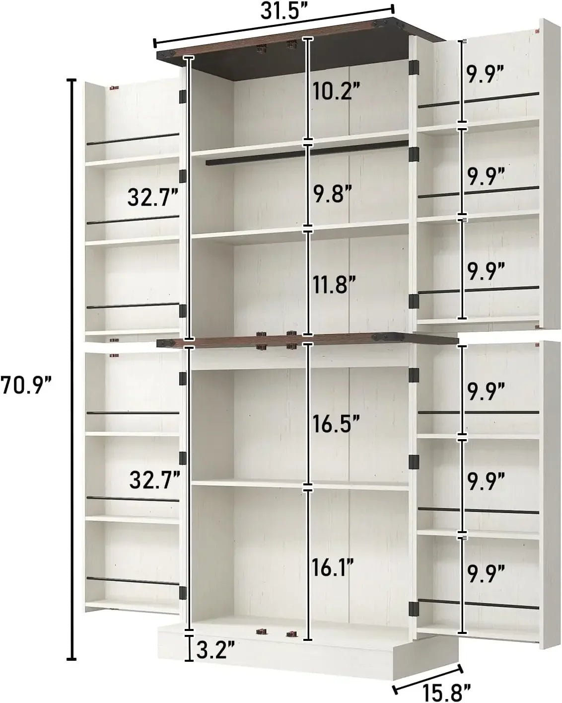 NEW Farmhouse Kitchen Pantry Cabinet,71" Tall Storage Cabinet.