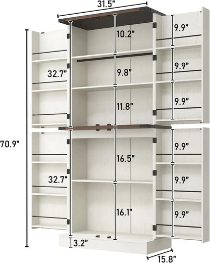 NEW Farmhouse Kitchen Pantry Cabinet,71" Tall Storage Cabinet.