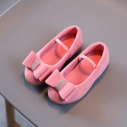 Little Girl Leather Shoes Simple Fashion Children Princess Shoes, Solid Color Flats Causal.