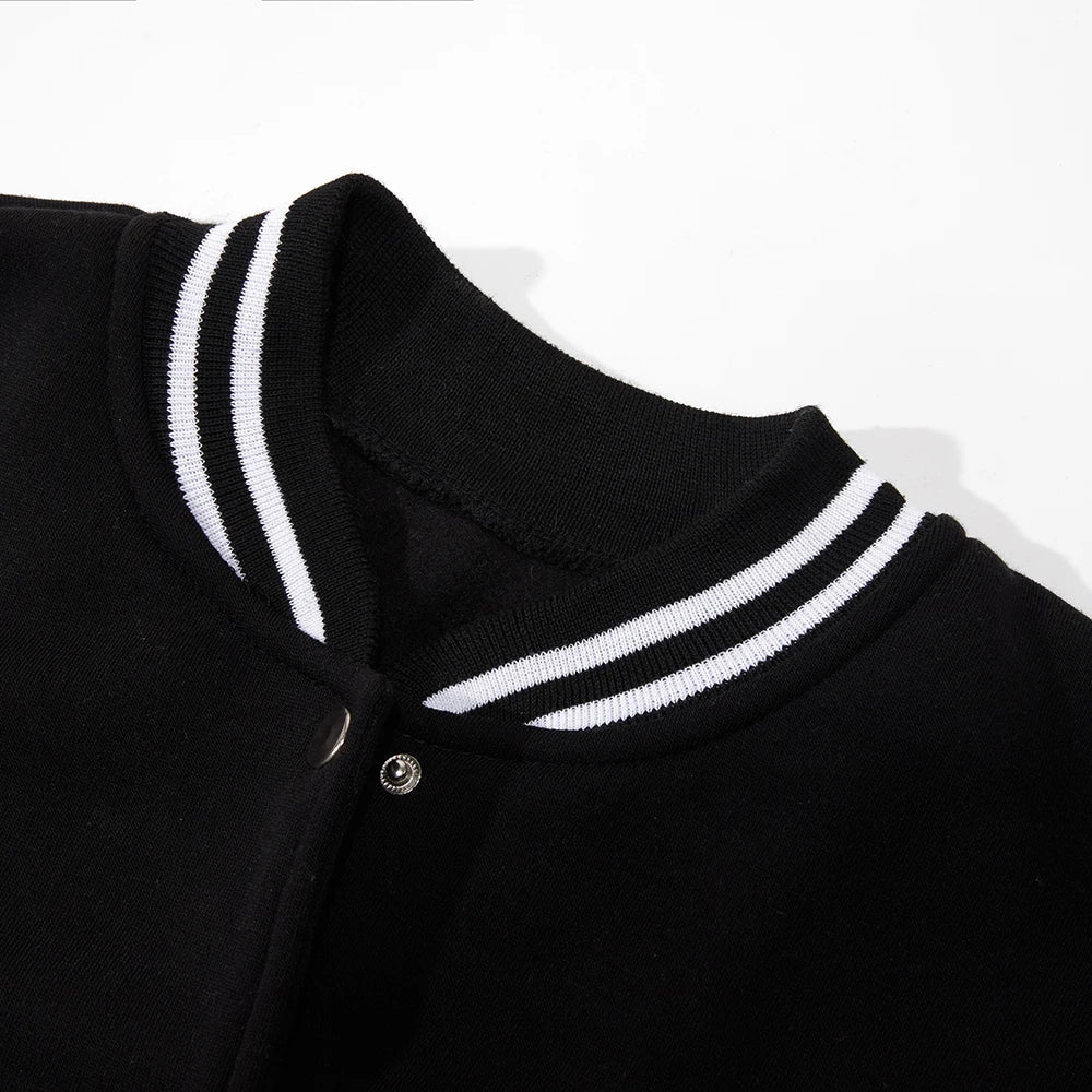 Black Gray White Solid Color Jacket ,Loose Oversize S-5XL Clothes Men, Women Baseball Uniform, Street Coat Warm Fleece Soft Jackets.