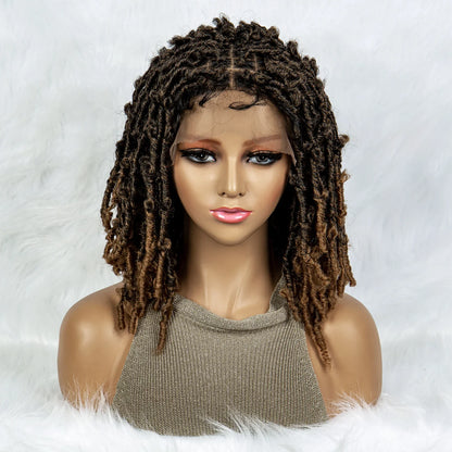 16" Short Knotless Butterfly Locs Wig | Synthetic Lace Front