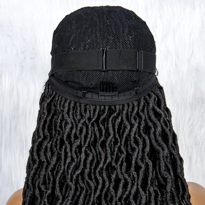 Knotless Box Braided Wig with Curly Ends & Baby Hair | Synthetic Lace Front Wig for Black Women