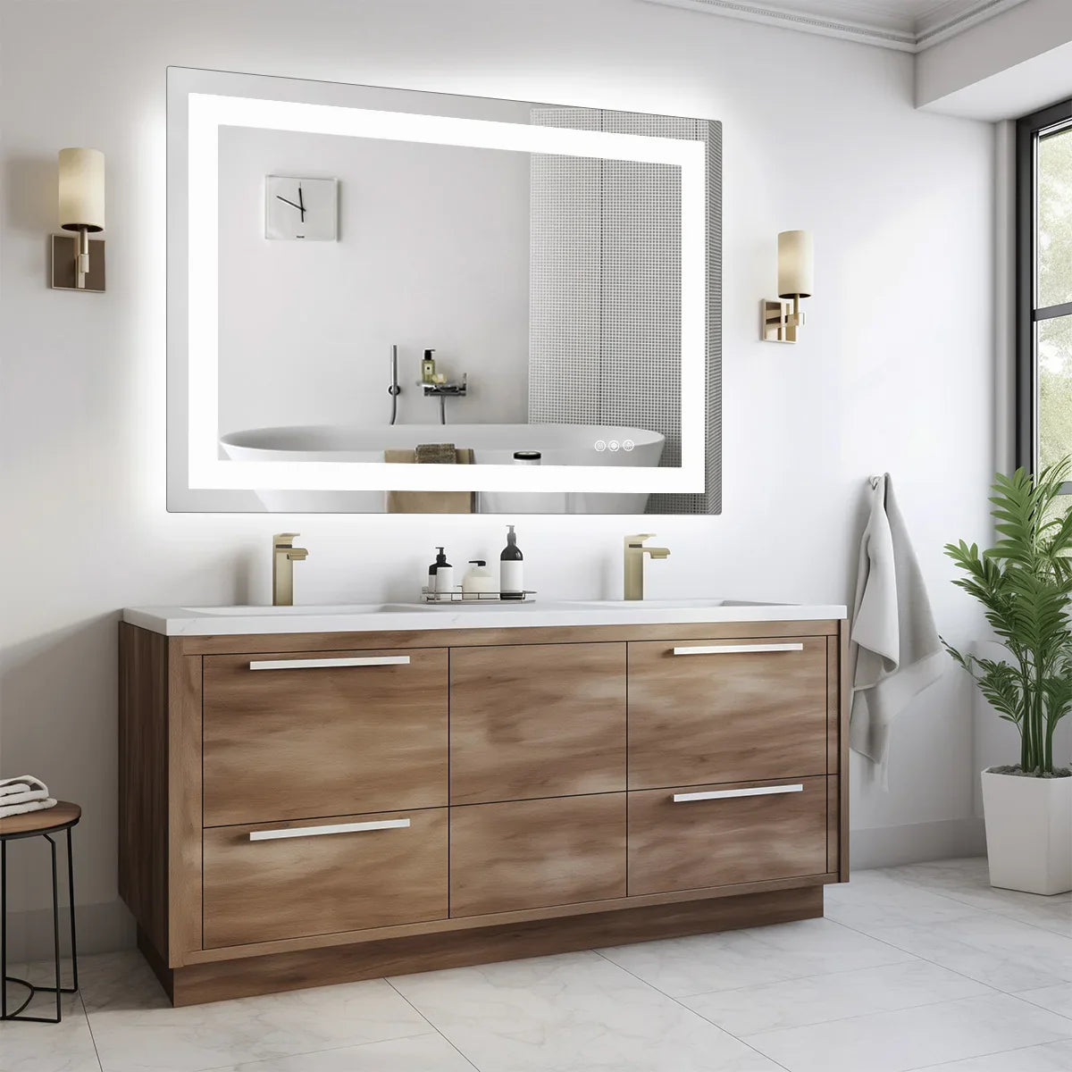 36"x 24"LED Bathroom Vanity Mirror for Wall, Memory Function, Tempered Glass  Front Light, and Backlit For Living Room.