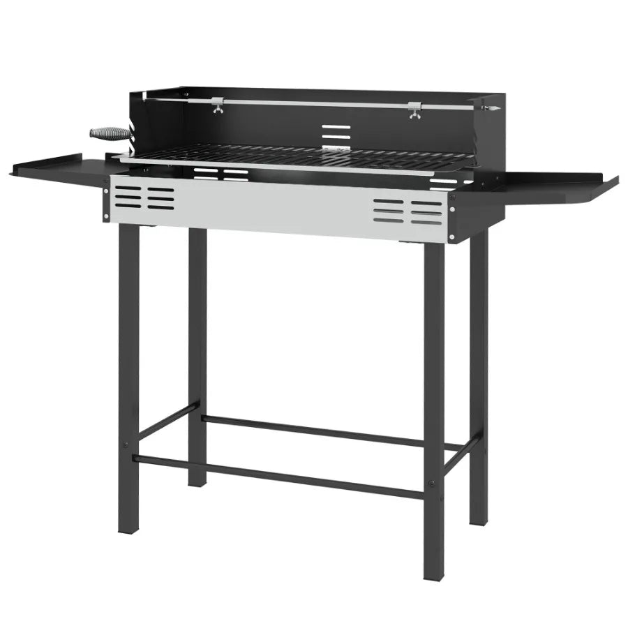 BBQ Rotisserie Charcoal Grill for Chicken Turkey  3Level Grate Storage Shelves Stainless Steel.