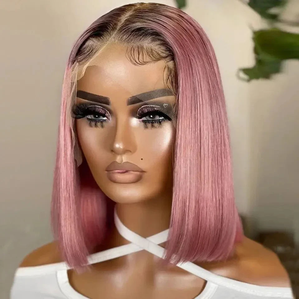 180% Density Honey Blonde Bob Wig | Straight T-Part Lace Front Brazilian Human Hair
