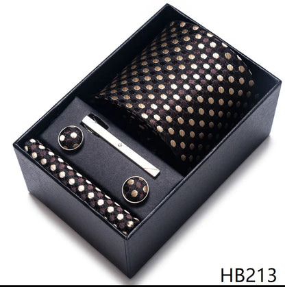 8 cm Wide Tie Sets Blue Solid Men's Neck Tie Handkerchief Cufflinks Clip Gift Silk Handmade