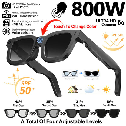 2026 New AI Smart Glasses 8MP HD Camera, 4GB Memory AI Translation, Shooting Everything Recognition Smart Glasses, 300MAH Men Women.