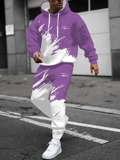 2025 Spring and Autumn, New Men hoodie set casual roller skating, 3D printed street men wear.