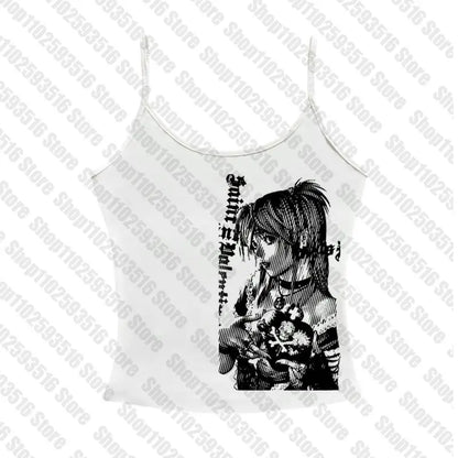 Y2k anime Streetwear O-neck 90s Text Printing , Simple Vintage Crop Aesthetic T-shirt.