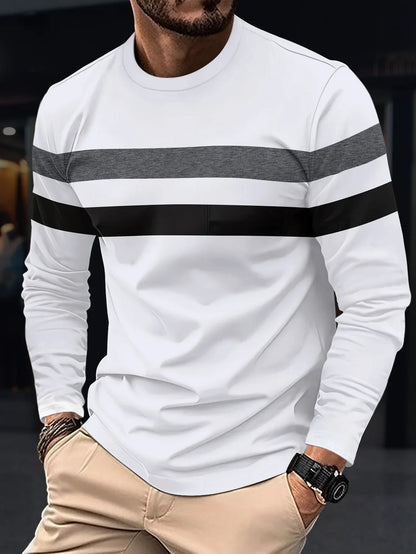 2025 Autumn/Winter Fashion, Men Long Sleeve Round Neck T-shirt Anti Wrinkle.
