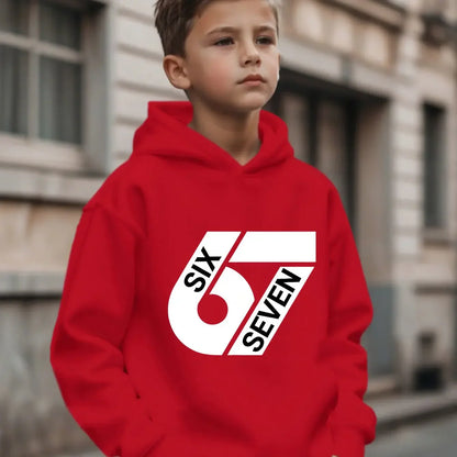 Unisex Graphic Fun 67 Hooded Pullover Sweater Long-sleeved.