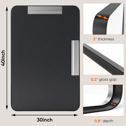 Metal Framed Bathroom Mirror Rectangle Rounded Corner Tempered Glass