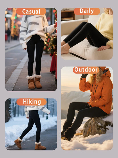 Women Thermal Fleece Lined, High Waisted with pockets, Thick Tights Running Pants.