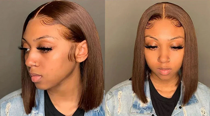 #4 Chocolate Brown Bob Wig | Glueless | Ready To Wear | Brazilian Hair | Human Hair | Straight | Invisible | Closure Wigs For Women