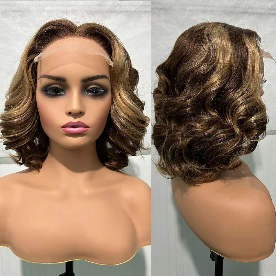 100% Human Hair | Highlight | Vietnamese | Bob | Bouncy | Loose | Curly | HD Lace Closure | Glueless Wigs | Human Hair | Ready To Wear