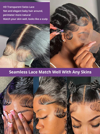 30 40 44 Inch Deep Wave 13x4 13x6 Lace Frontal Wigs, Human Hair 360 Full Lace Front Wig, Curly Human Hair.