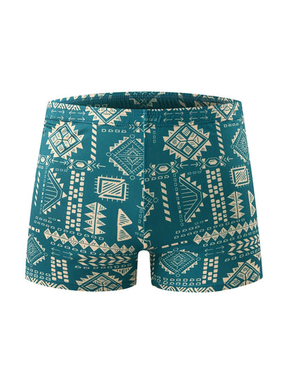 3-piece set - Men's casual underwear with full-body printed pattern boxer shorts.