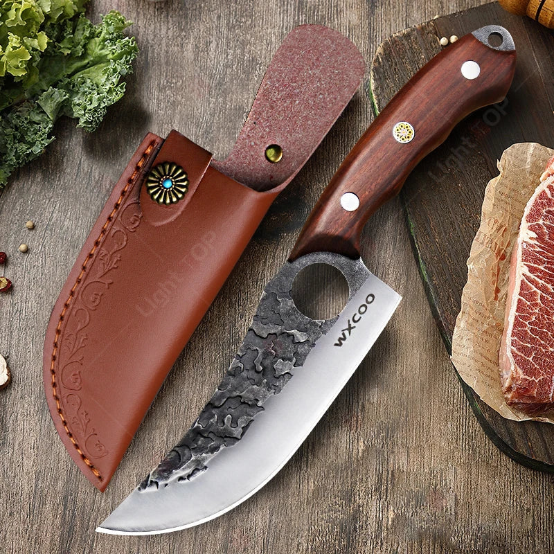 Professional Kitchen Forged Knife BBQ Cooking Chef Knives Wooden Handle Meat Cleaver Fruit Cutter Boning Knife Kitchen Supplies