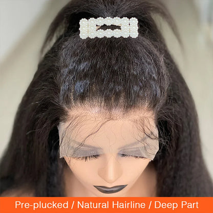 13x4 Kinky Straight Lace Front Wig | Glueless | Brazilian Virgin Hair | Pre-Plucked with Baby Hair