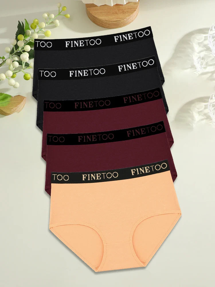 FINETOO 5PCS Cotton Seamless High Waist Underwear, Women's Belts Panties Low Waist, Plus Size Lingerie New.