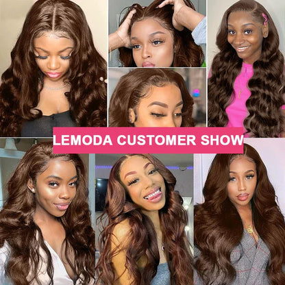 Short Bob Wig | Glueless 13x4 Lace Front Wig | Chocolate Brown Body Wave | Brazilian Remy Human Hair | Ready to Wear
