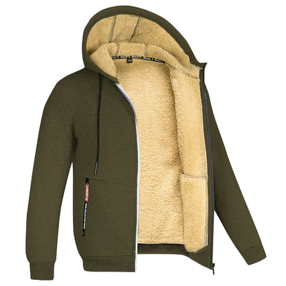 Men's Jacket Winter Camouflage Fleece Thicken Hooded Jackets, Casual Zip Up Hoodies Streetwear Coats.