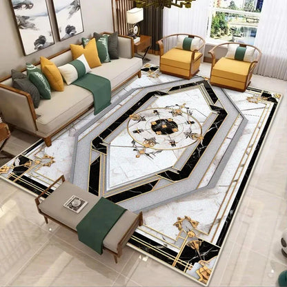 Modern Golden Luxury Carpet Washable Lounge Rug, Large Area Living Room Sofa Decoration Rug Bedroom Decor.
