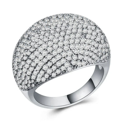 Hip Hop Style Trendy Men Rings, Iced Out Bling Cubic Zirconia Geometry Ring.