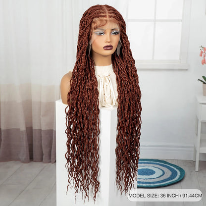 36" Long 613 Blonde Knotless Box Braids Wig | Full Lace Frontal Twist