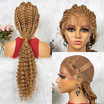 Braided Ponytail Wig | Kinky Curly Lace Front with Baby Hair