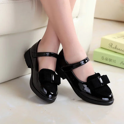 Girls Flats Children Princess Shoes, With Bow-knot Mary Janes Elegant Classic British Style Autumn sizes 27-38.
