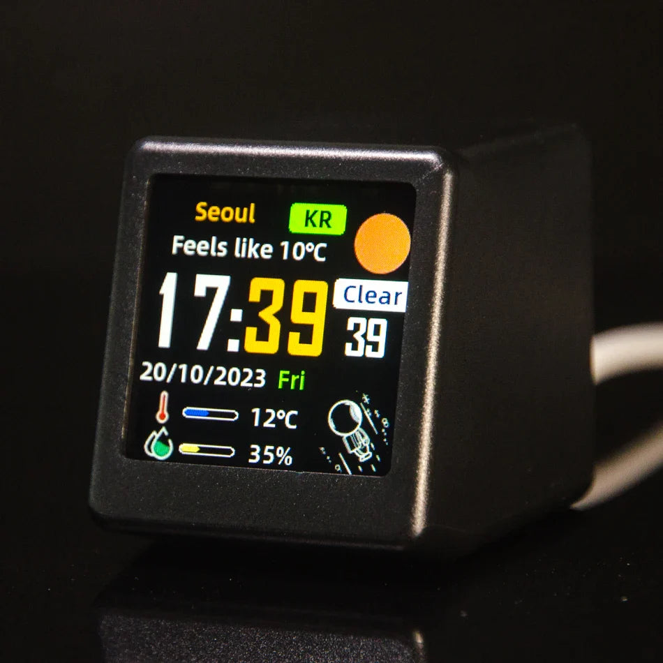 Geek Magic Ultra Smart WiFi Weather Forecast Station, Clock for Desktop photo Album with Gif Animation.