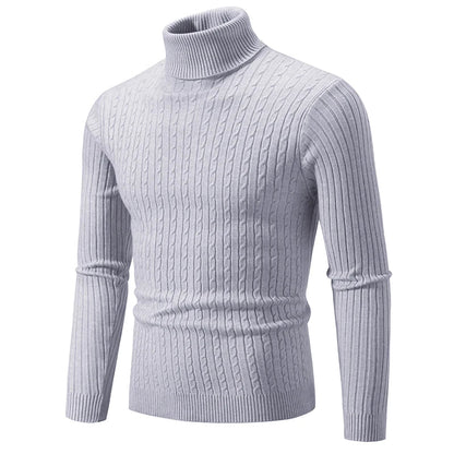 New Men High Neck Sweater, Solid Color Pullover Knitted Warm Casual Turtleneck Woolen Winter Outdoor Tops.