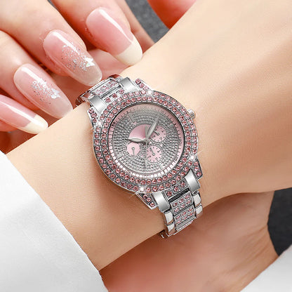 1/3PCS Luxury Rhinestone Women Watch, Diamond Jewelry Set, Elegant Steel Ladies Quartz Wristwatch.