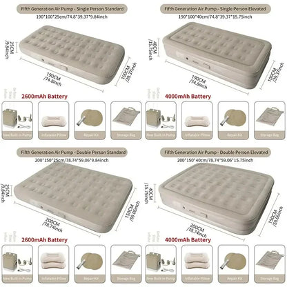 New Air Mattress Built-in Pump Self-inflating Cushion, Outdoor Tent Inflatable Bed Double sleeping For Camping or Indoor.