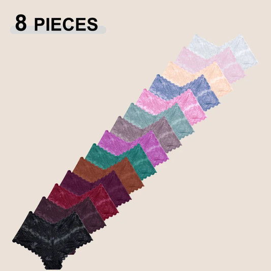 8PCS/Set Women Floral Lace Boy shorts, Female Transparent  Girls Intimates Lingerie.