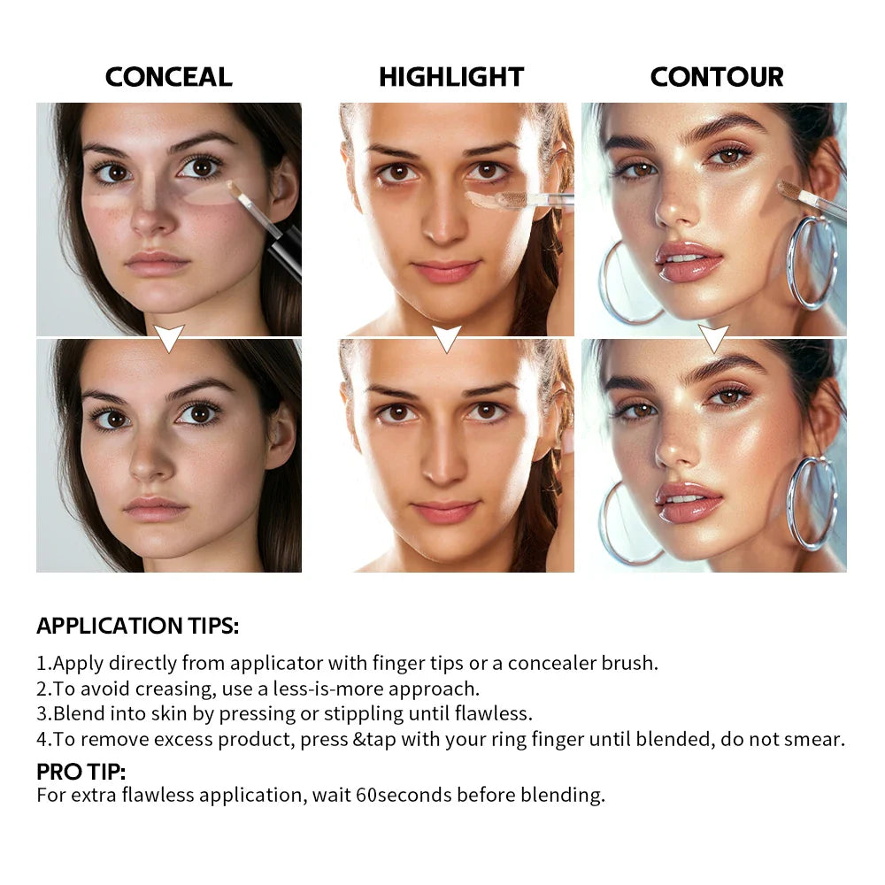 Waterproof Liquid Concealer High Coverage Oil Control Cover
