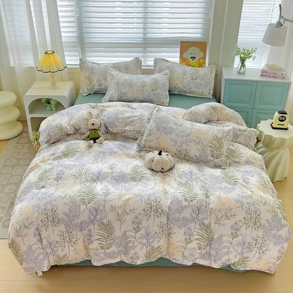 Queen Size Bedding Set, White Color, Black Plaid Microfiber, King Size Bed Linen
