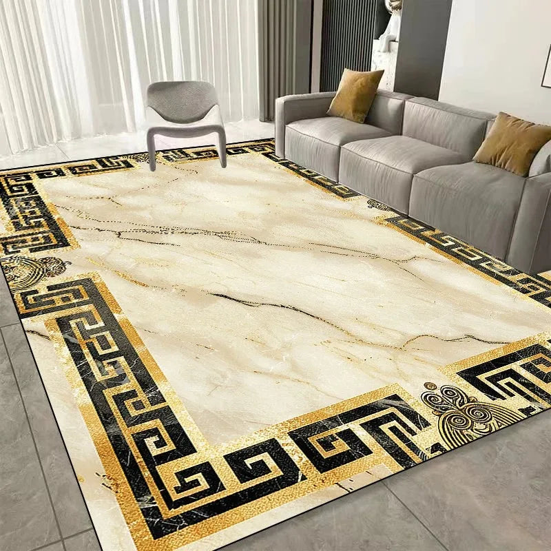 Modern Golden Luxury Carpet Washable Lounge Rug, Large Area Living Room Sofa Decoration Rug Bedroom Decor.