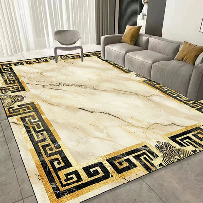 Modern Golden Luxury Carpet Washable Lounge Rug, Large Area Living Room Sofa Decoration Rug Bedroom Decor.