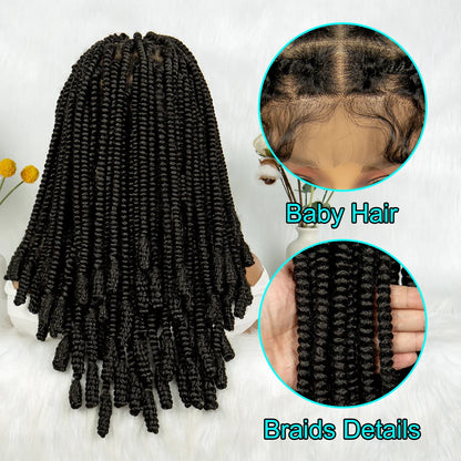KIMA Short Box Braids Wig with Bantu Tips | Full Lace Crochet Twists
