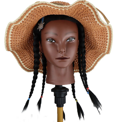 Female African Mannequin Head With 100% Real Hair, For Styling Braiding.